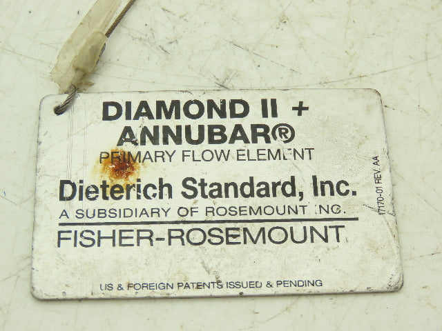 Dieterich Standard Fisher Rosemount DCR+26S Primary Flow Element Meter 1470" H20