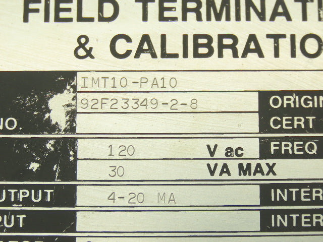 Foxboro IMT10-PA10 Magnetic Flow Transmitter 120VAC I/A Series