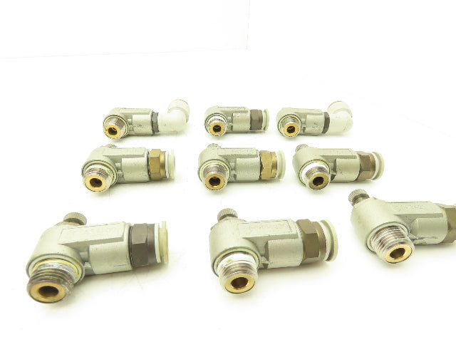 SMC AS4200 Flow Control Valve 1/2"Thread w/Push Fittings   Lot of 9