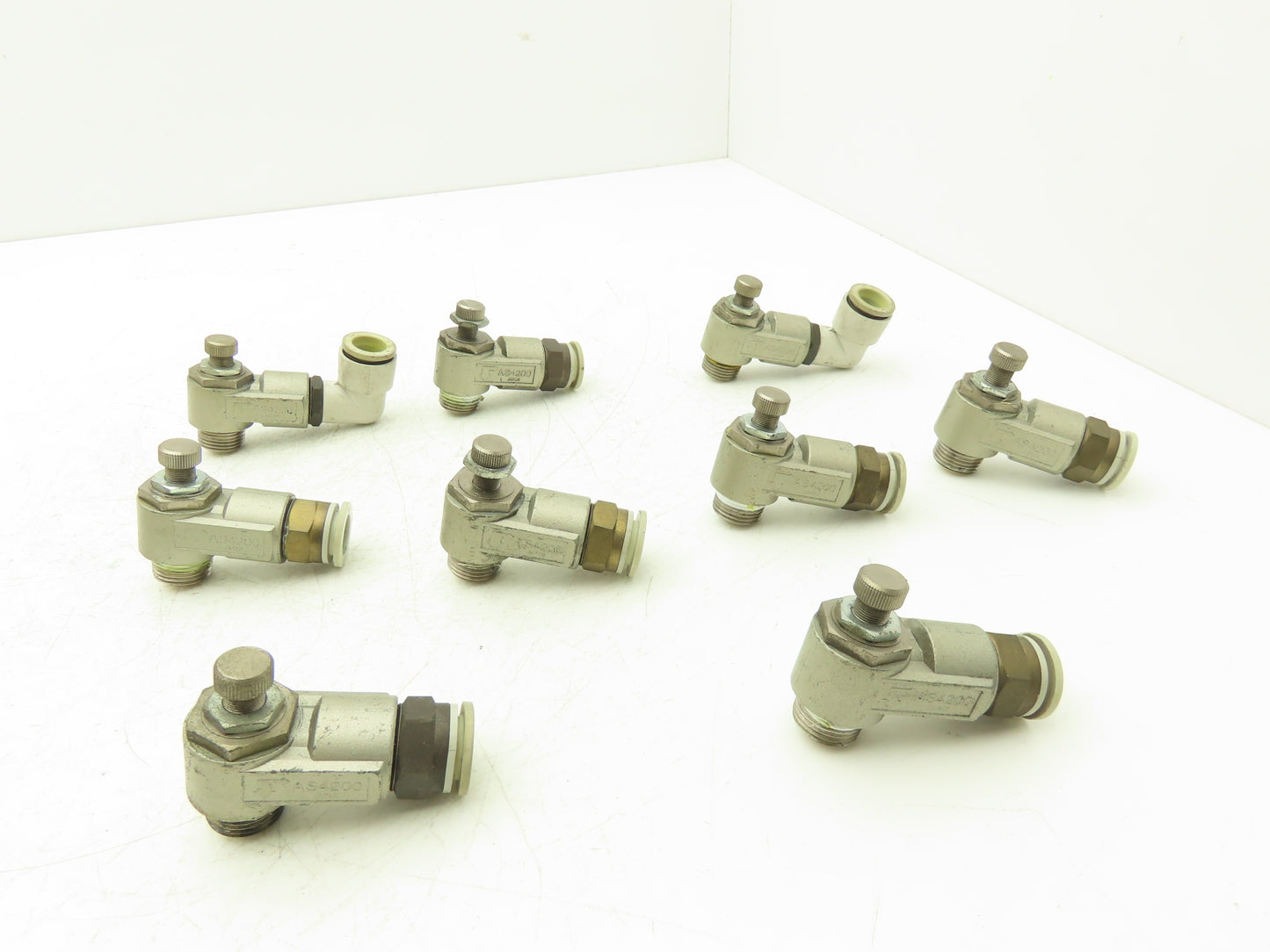 SMC AS4200 Flow Control Valve 1/2"Thread w/Push Fittings   Lot of 9