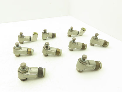 SMC AS4200 Flow Control Valve 1/2"Thread w/Push Fittings   Lot of 9