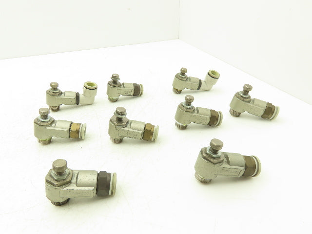SMC AS4200 Flow Control Valve 1/2"Thread w/Push Fittings   Lot of 9