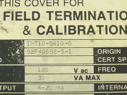 Foxboro IMT10-SA10-G Magnetic Flow Transmitter 120VAC I/A Series
