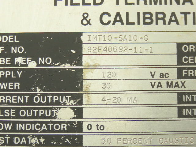 Foxboro IMT10-SA10-G Magnetic Flow Transmitter 120VAC I/A Series