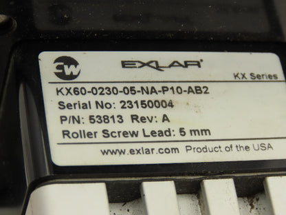 Exlar KX60-0230-05-NA-P10-AB2 Linear Screw Actuator 230mm Stroke 5mm Lead