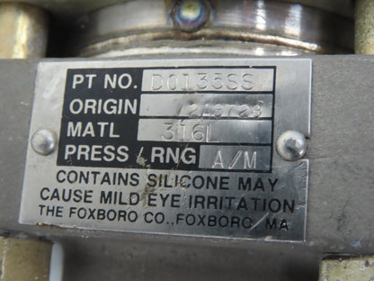 Foxboro D0135SS Pressure Transmitter With 2.5" AMETEK Type RM Head
