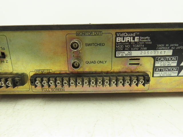 Burle Security Products TC8274 VidQuad 4-Channel Multiplexer 120V 60Hz