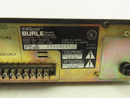 Burle Security Products TC8274 VidQuad 4-Channel Multiplexer 120V 60Hz