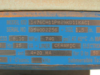 Fischer & Porter 1476CH11PM29KD11KAC1 Model 10D Magnetic Flow Meter 120VAC 1.5"