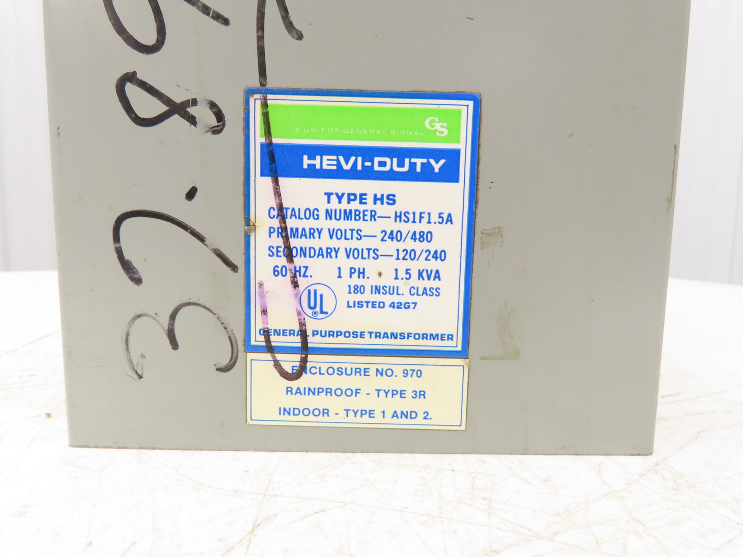 Hevi Duty HS1F1.5A Stepdown Transformer 1.5 KVA 1Ph HV 240/480V LV 120/240V