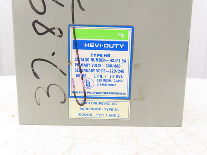 Hevi Duty HS1F1.5A Stepdown Transformer 1.5 KVA 1Ph HV 240/480V LV 120/240V
