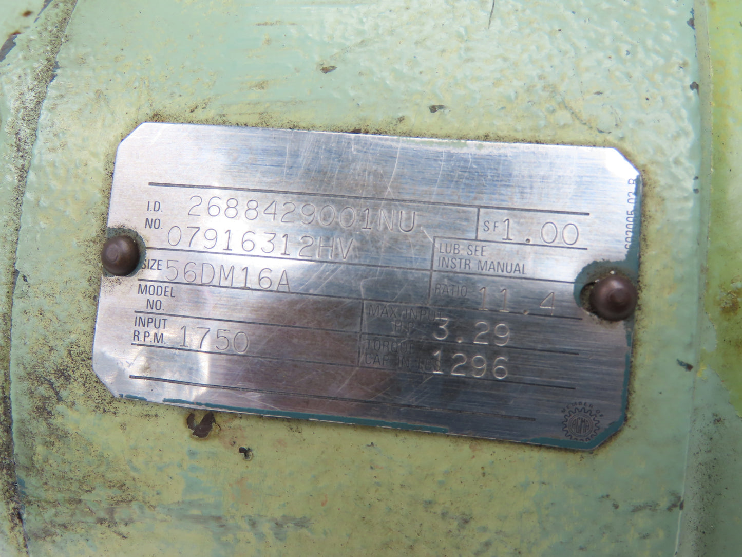 Master Power Transmission 56DM16A Inline Gearbox 11.4:1 Reducer 3.2Hp 153rpm 56C