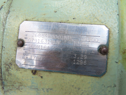 Master Power Transmission 56DM16A Inline Gearbox 11.4:1 Reducer 3.2Hp 153rpm 56C