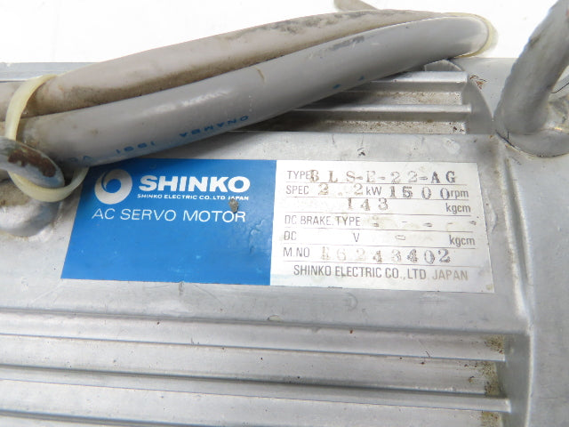 Shinko BLS-E-22-AG AC Servo Gear Motor 11:1 Cyclo-Drive Reducer 2.2kw 136rpm