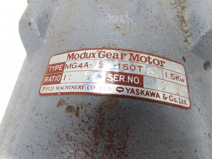 Yaskawa Modux EELQ-5G6W Brake Gear Motor 5:1 Ratio 1.5kw 220V 346rpm MG4A-5-150T