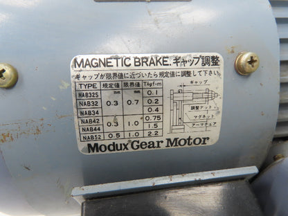 Yaskawa Modux EELQ-5G6W Brake Gear Motor 5:1 Ratio 1.5kw 220V 346rpm MG4A-5-150T