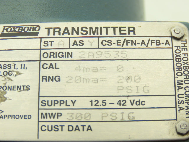 Foxboro 861GM-CD1 861GM-CD1 Pressure Transmitter 12.5-42VDC 300 PSI