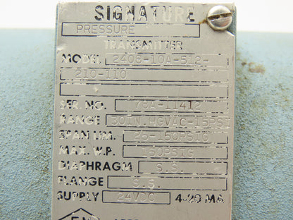 Acco 2408-10A-512-210-110 Signature Pressure Transmitter 24VDC 1/2" NPT 150PSI