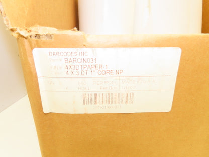Barcodes 4X3DTPAPER-1 Direct Thermal Labels 4x3" Shipping Stickers 6 Roll 5160ct