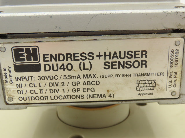 Endress+Hauser DU40 (L) Ultrasonic Level Transmitter Sensor 30VDC 4" Flange