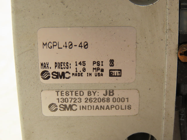 SMC MGPL40-40 Slide Bearing Guided Air Cylinder 40mm Bore 40mm Stroke