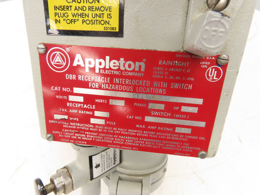 Appleton DBR6034DS DBR Receptacle 60A 3W 4P Disconnect Pin Sleave Plug