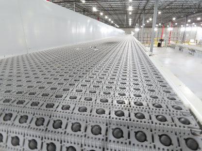 52"x 87' MatTop Roller Belt Conveyor 15Hp 3PH End Drive 10'H Variable Speed VFD