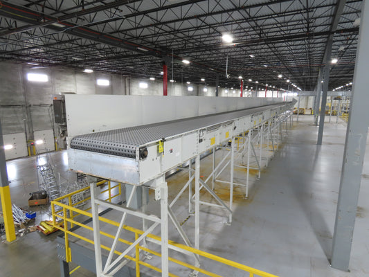 52"x 94' MatTop Roller Belt Conveyor 15Hp 3PH End Drive 10'H Variable Speed VFD