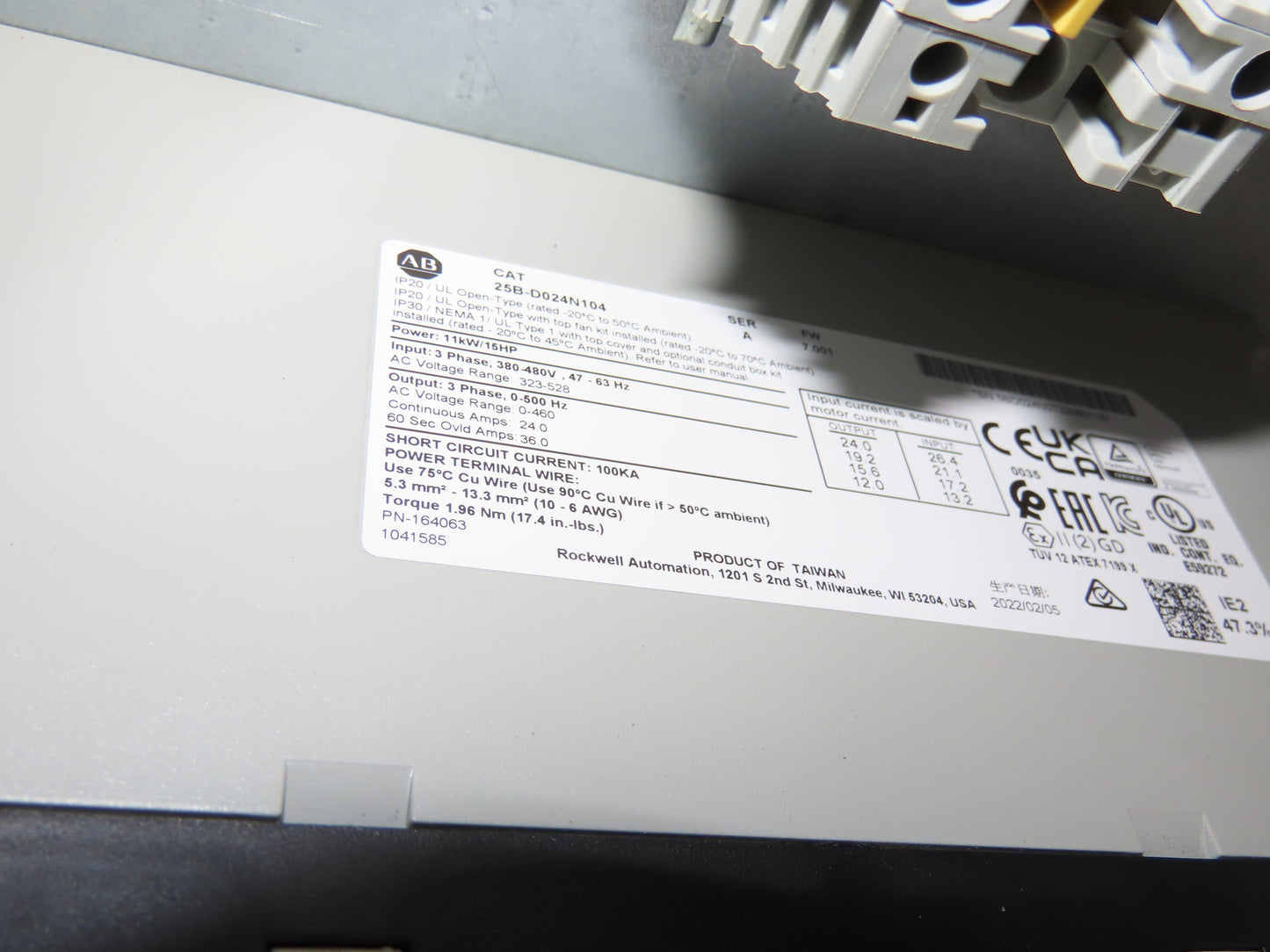 46"x 71' MatTop Roller Belt Conveyor 15Hp 3PH End Drive 10'H Variable Speed VFD