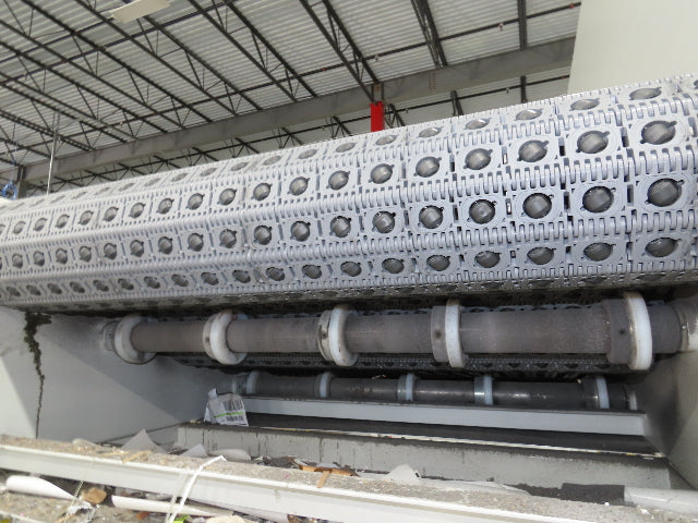 46"x 71' MatTop Roller Belt Conveyor 15Hp 3PH End Drive 10'H Variable Speed VFD