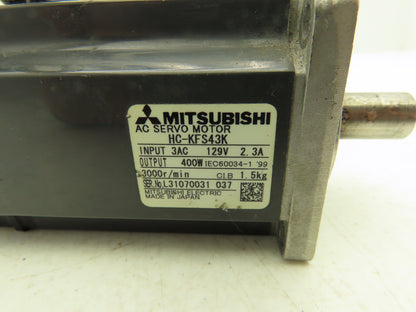 Mitsubishi HC-KFS43K Servo Motor 129VAC 400w 3ph 3000rpm