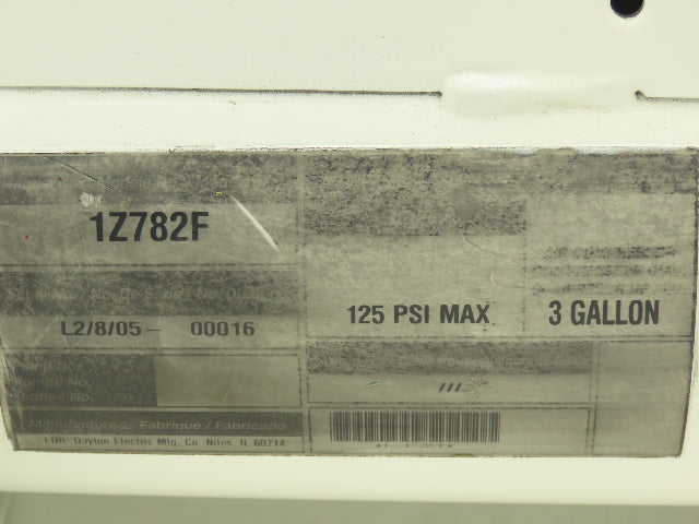 Dayton Speedaire 1Z782F Pneumatic Compressed Air Tank 3 Gallon 125psi Hot Dog