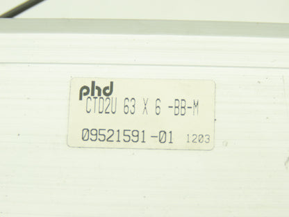 PHD CTD2U 63x6-BB-M Pneumatic Guided Air Cylinder 6" Stroke Non-Rotating Rod
