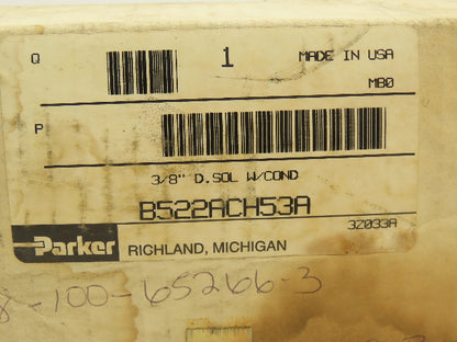 Parker B522ACH53A Pneumatic Double Solenoid Valve 120V 150psi 3/8"npt 4/2