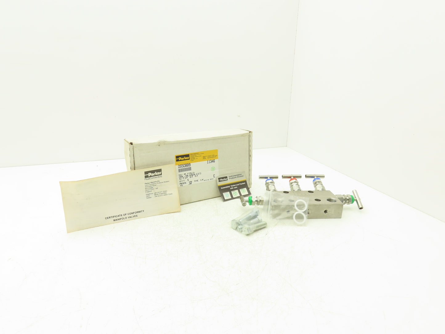 Parker DS5DBB9 Hydraulic Stainless Valve Manifold 5-Port 1/4" 1/2"NPT