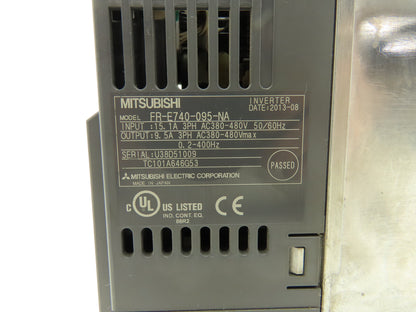 Mitsubishi FR-E740-095-NA E700 Inverter Drive 380/480VAC 15.1A Input 3PH 5Hp