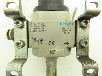 Festo HEE-D-MIDI-110 Pneumatic Air Shut Off Solenoid Valve 120V 1/2" NPT