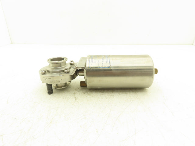 AJC10B-7-4-15-20 2-Way Sanitary Butterfly Valve 1.5" Pneumatic Air Actuated 304L