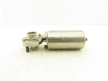 AJC10B-7-4-15-20 2-Way Sanitary Butterfly Valve 1.5" Pneumatic Air Actuated 304L