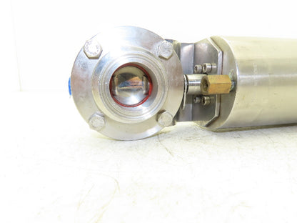 AJC10B-7-4-15-20 2-Way Sanitary Butterfly Valve 1.5" Pneumatic Air Actuated 304L