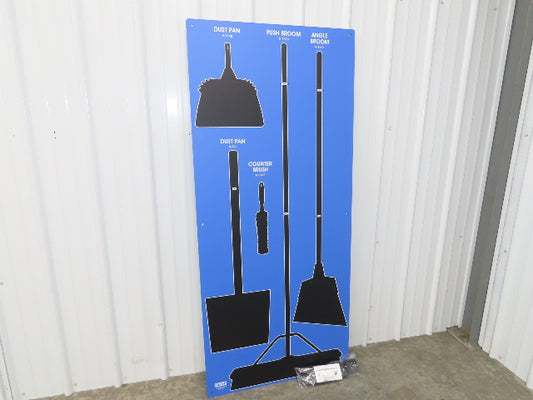 Uline H-8043BLU 5S Dry Zone Shadow Board Blue Broom Sweeper Janitorial