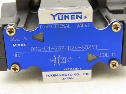 Yuken DSG-01-2B2-D24-60251 Hydraulic Directional Solenoid Valve 24VDC