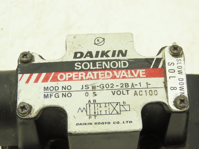 Daikin JSW-G02-2BA-11-AC100 Hydraulic Directional Solenoid Valve 110V
