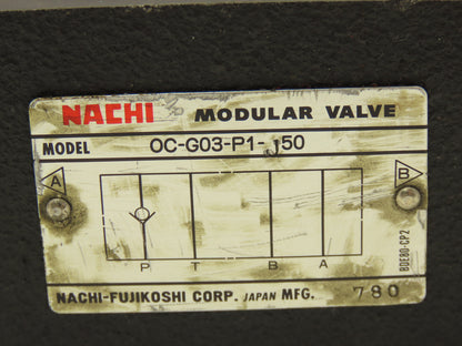 Nachi OC-G03-P1-J50 Hydraulic Modular Check Valve