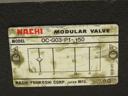 Nachi OC-G03-P1-J50 Hydraulic Modular Check Valve