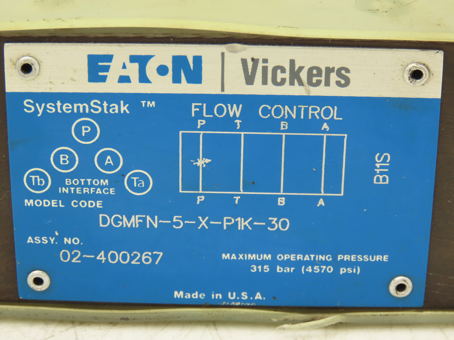 Eaton Vickers DGMFN-5-X-P1K-30 Hydraulic Flow Control Valve SystemStak