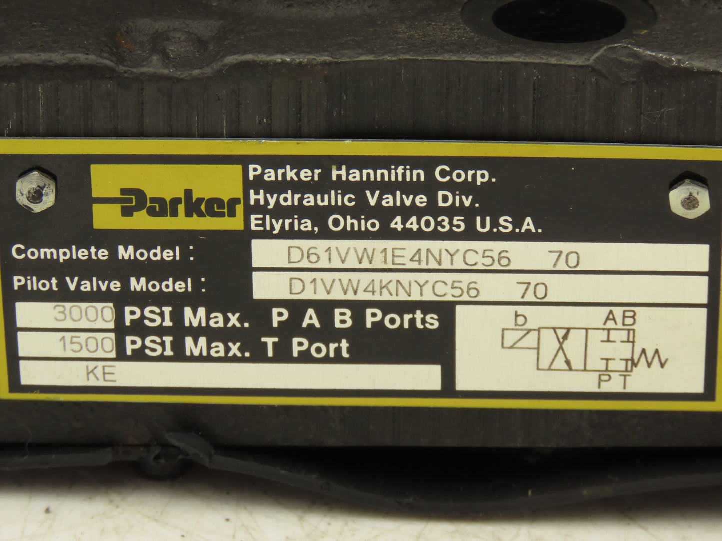 Parker D1VW4KNYC56 D61VW1E4NYC56 Hydraulic Directional Solenoid Valve 120V *READ