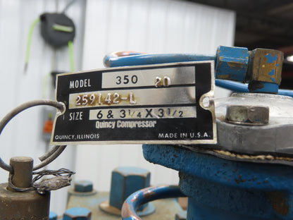 Quincy 350 20 Piston Air Compressor Pump 36CFM @ 175PSI 10Hp 230/460V 120G Tank