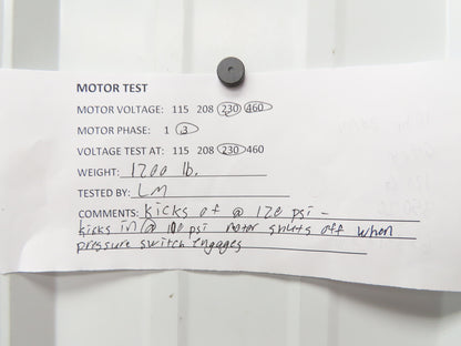 Quincy 350 20 Piston Air Compressor Pump 36CFM @ 175PSI 10Hp 230/460V 120G Tank