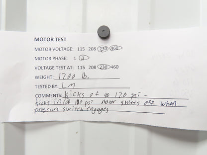 Quincy 350 20 Piston Air Compressor Pump 36CFM @ 175PSI 10Hp 230/460V 120G Tank